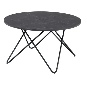 Masuta de cafea neagra rotunda cu blat cu aspect de marmura o 80 cm Wyre - Actona imagine