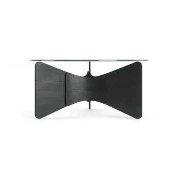 Masuta de cafea neagra rotunda cu blat din sticla 87x87 cm Madera - Umbra imagine