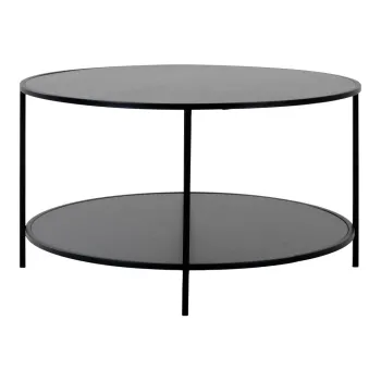 Masuta de cafea neagra rotunda cu blat negru o 80 cm Vita - House Nordic imagine