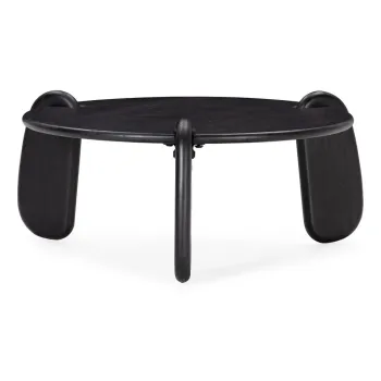 Masuta de cafea neagra rotunda din lemn de mango o 80 cm Tamira - MOME imagine