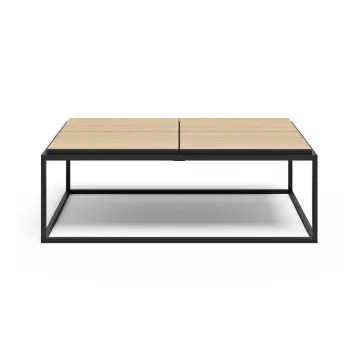 Masuta de cafea negru-natural cu blat cu aspect de lemn de stejar 75x120 cm Douro - TemaHome imagine