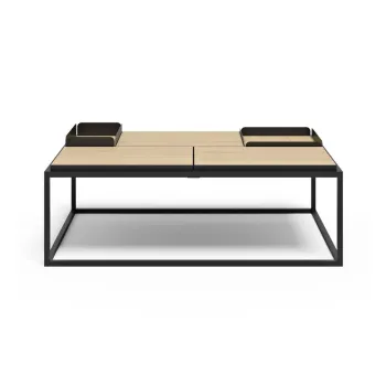 Masuta de cafea negru-natural cu blat cu aspect de lemn de stejar 75x120 cm Douro - TemaHome imagine