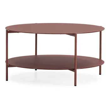 Masuta de cafea teracota rotunda cu blat din sticla o 83 cm Davi - MOME imagine