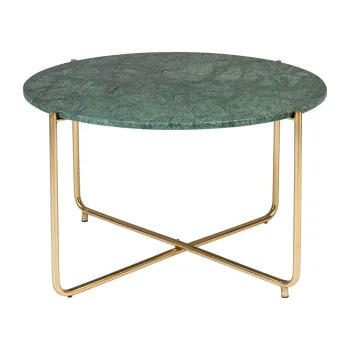 Masuta de cafea verde/aurie rotunda cu blat din marmura o 70 cm Timpa - White Label imagine