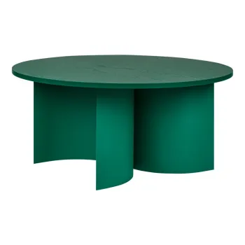 Masuta de cafea verde rotunda cu blat cu aspect de lemn de frasin o 95 cm Gavo - noo.ma imagine