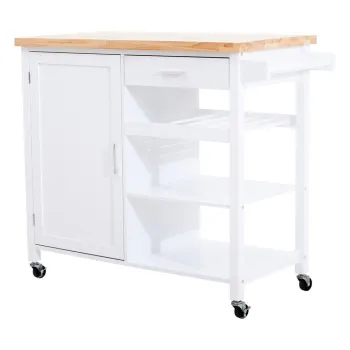Masuta de servire cu roti din lemn de arbore de cauciuc 48x105 cm Frankfurt - Premier Housewares imagine