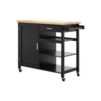 Masuta de servire cu roti din lemn de arbore de cauciuc 48x105 cm Frankfurt - Premier Housewares imagine