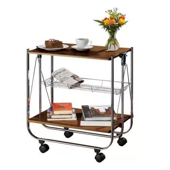 Masuta servire cu roti Wenko Serving Walnut imagine