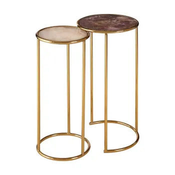 Masute auxiliare 2 buc. rotunde cu blat din piatra o 31 cm Vita - Premier Housewares imagine