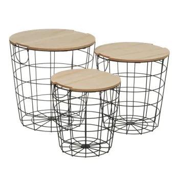 Masute auxiliare 3 buc. rotunde 39x39 cm - Casa Seleccion imagine