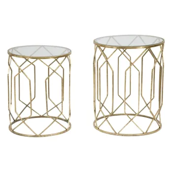 Masute auxiliare rotunde cu blat din sticla 2 buc. o 42 cm Tunisi - Mauro Ferretti imagine