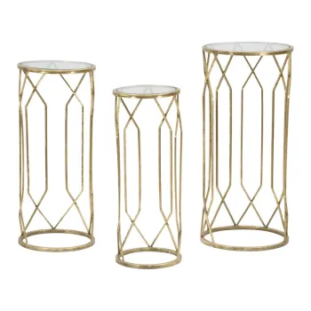 Masute auxiliare rotunde cu blat din sticla 3 buc. o 32 cm Tunisi - Mauro Ferretti imagine