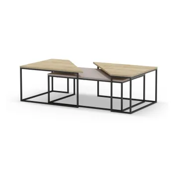 Masute de cafea 3 buc. cu blat cu aspect de lemn de stejar 70x110 cm Titan - Marckeric imagine