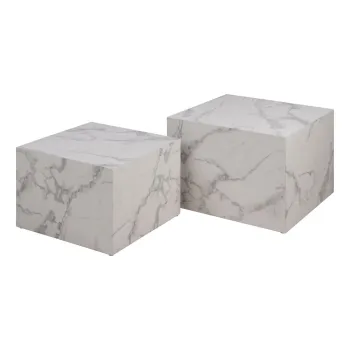 Masute de cafea albe 2 buc. cu aspect de marmura 58x58 cm Dice - Actona imagine