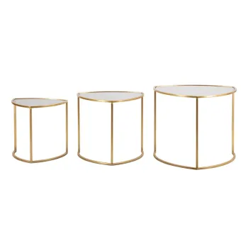 Masute de cafea aurii rotunde cu blat din sticla 3 buc. o 60 cm Triangle - Mauro Ferretti imagine