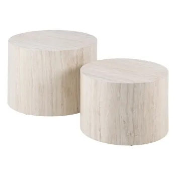 Masute de cafea bej 2 buc. rotunde cu aspect de piatra o 58 cm Dice - Actona imagine