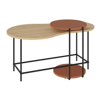 Masute de cafea caramizii/in culoare naturala 2 buc. cu blat cu aspect de lemn de stejar 65x103 cm Rosie - Marckeric imagine