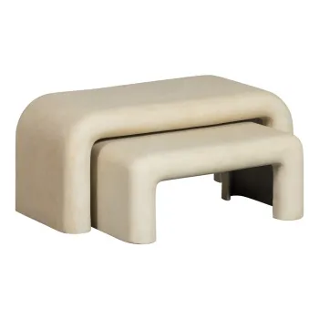 Masute de cafea crem 2 buc. cu aspect de piatra 42x92 cm Stani - WOOOD imagine