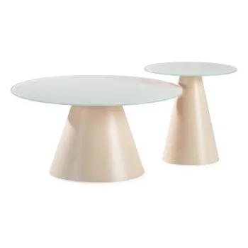 Masute de cafea crem 2 buc. rotunde cu blat din sticla o 80 cm Vida - MOME imagine