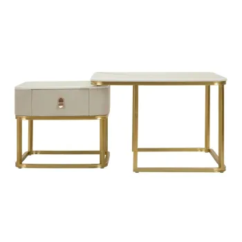 Masute de cafea crem/aurii 2 buc. cu aspect de marmura 50x70 cm Beauty - Mauro Ferretti imagine