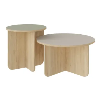 Masute de cafea crem/in culoare naturala 2 buc. rotunde o 70 cm Hillary - Marckeric imagine