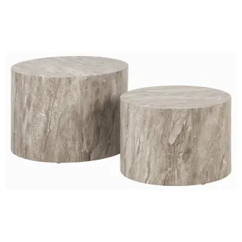 Masute de cafea gri 2 buc. rotunde cu aspect de piatra o 58 cm Dice - Actona imagine