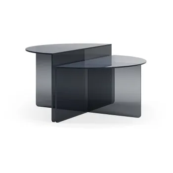 Masute de cafea gri 2 buc. rotunde din sticla o 80 cm Velta - MOME imagine