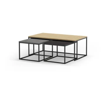 Masute de cafea gri/in culoare naturala 3 buc. 60x110 cm Camelia - Marckeric imagine