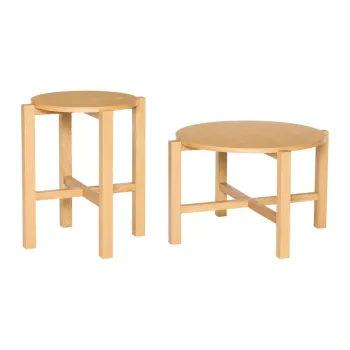 Masute de cafea in culoare naturala 2 buc. rotunde cu aspect de lemn de stejar o 68 cm Four - Hubsch imagine