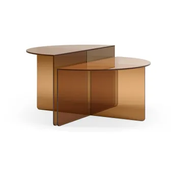 Masute de cafea maro 2 buc. rotunde din sticla o 80 cm Velta - MOME imagine