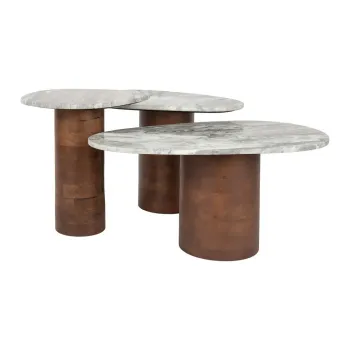 Masute de cafea maro/bej 3 buc. cu blat din marmura 41x73 cm Suki - Dutchbone imagine