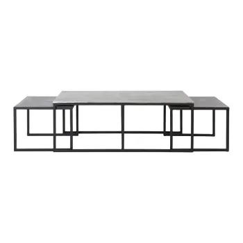 Masute de cafea negre/gri-inchis 3 buc. din metal 50x120 cm Kumalu - Light & Living imagine