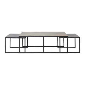 Masute de cafea negre/in culoarea bronz 3 buc. din metal 50x120 cm Kumalu - Light & Living imagine