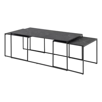 Masute de cafea negru-mat 3 buc. cu blat cu aspect de marmura 60x120 cm Infinity - Actona imagine