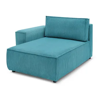 Modul pentru canapea albastru cu tapiterie din catifea reiata (cu colt pe partea dreapta) Nihad modular - Bobochic Paris imagine