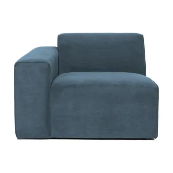 Modul pentru canapea albastru cu tapiterie din catifea reiata (cu colt pe partea dreapta) Sting - Scandic imagine