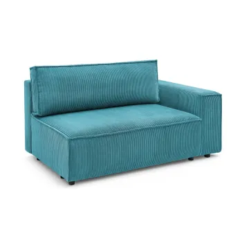 Modul pentru canapea albastru cu tapiterie din catifea reiata (cu colt pe partea stanga ) Nihad modular - Bobochic Paris imagine