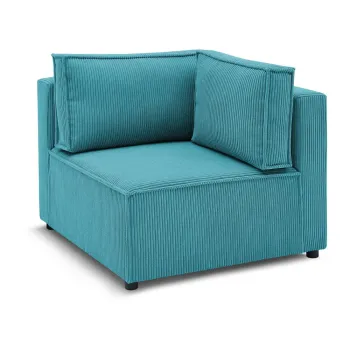 Modul pentru canapea albastru cu tapiterie din catifea reiata (cu colt variabil) Nihad modular - Bobochic Paris imagine