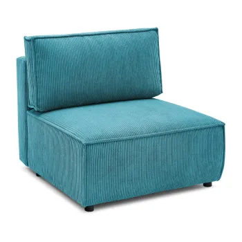 Modul pentru canapea albastru cu tapiterie din catifea reiata (de mijloc) Nihad modular - Bobochic Paris imagine