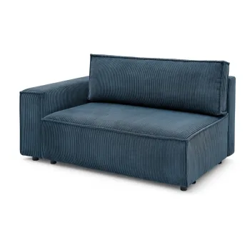 Modul pentru canapea albastru inchis cu tapiterie din catifea reiata (cu colt pe partea dreapta) Nihad modular - Bobochic Paris imagine