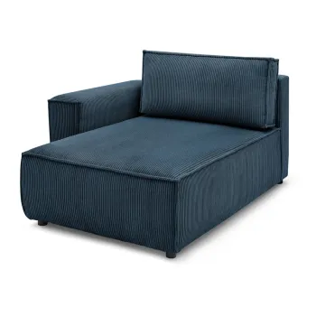 Modul pentru canapea albastru inchis cu tapiterie din catifea reiata (cu colt pe partea dreapta) Nihad modular - Bobochic Paris imagine