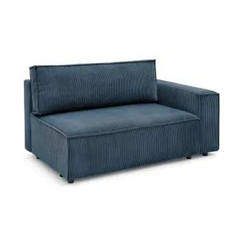 Modul pentru canapea albastru inchis cu tapiterie din catifea reiata (cu colt pe partea stanga ) Nihad modular - Bobochic Paris imagine