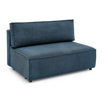 Modul pentru canapea albastru inchis cu tapiterie din catifea reiata (de mijloc) Nihad modular - Bobochic Paris imagine