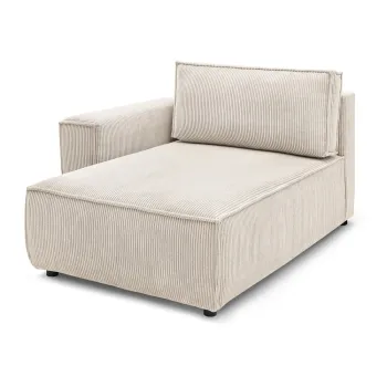 Modul pentru canapea crem cu tapiterie din catifea reiata (cu colt pe partea dreapta) Nihad modular - Bobochic Paris imagine