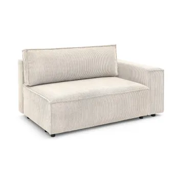 Modul pentru canapea crem cu tapiterie din catifea reiata (cu colt pe partea stanga ) Nihad modular - Bobochic Paris imagine