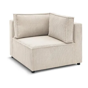 Modul pentru canapea crem cu tapiterie din catifea reiata (cu colt variabil) Nihad modular - Bobochic Paris imagine