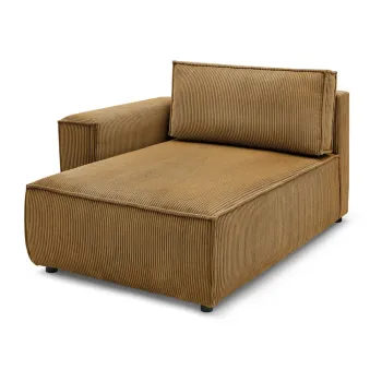 Modul pentru canapea galben mustar cu tapiterie din catifea reiata (cu colt pe partea dreapta) Nihad modular - Bobochic Paris imagine