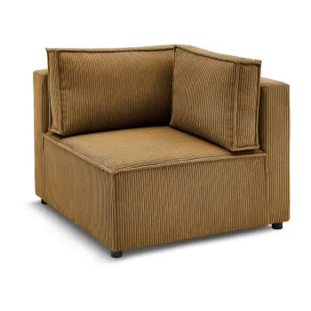 Modul pentru canapea galben mustar cu tapiterie din catifea reiata (cu colt variabil) Nihad modular - Bobochic Paris imagine