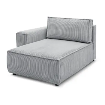 Modul pentru canapea gri deschis cu tapiterie din catifea reiata (cu colt pe partea dreapta) Nihad modular - Bobochic Paris imagine