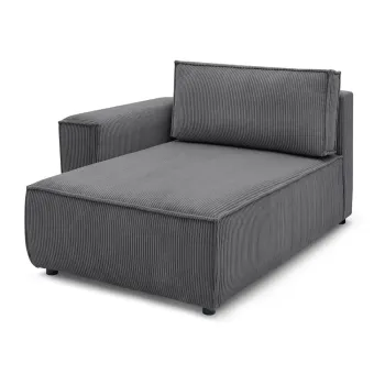 Modul pentru canapea gri inchis cu tapiterie din catifea reiata (cu colt pe partea dreapta) Nihad modular - Bobochic Paris imagine